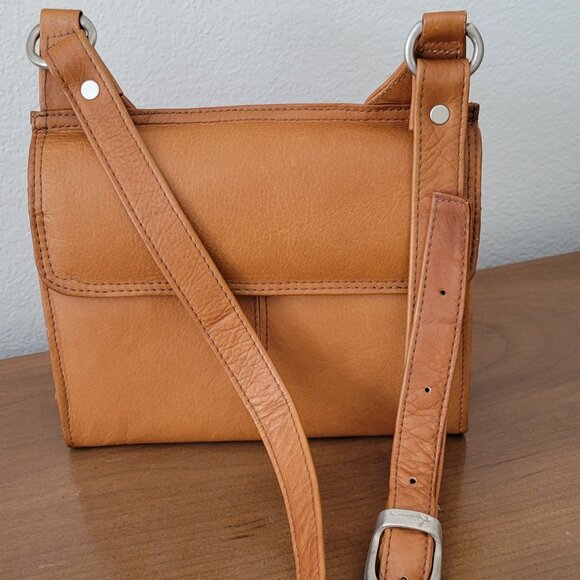 Lavive VTG Genuine Columbian Leather Boho Crossbody Purse Bag Cognac - Picture 11 of 16